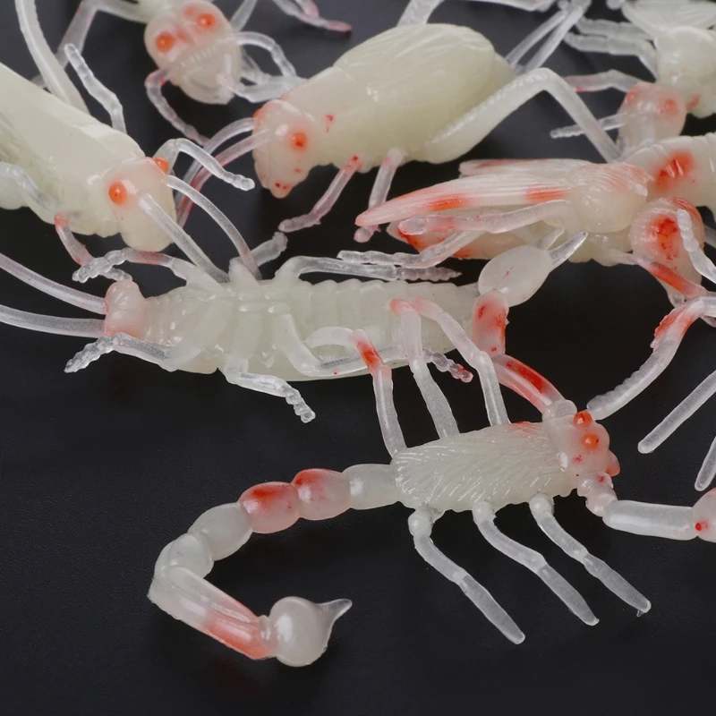 

Novelty 12Pcs Soft Spider Insect Night Glow Worms Halloween Toy Joke Gag