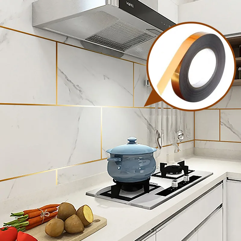 

Self Adhesive Wall Sticker Waterproof Kitchen Ceramic Stickers Floor Line Home Decortaion Tape Bathroom Mosaic PVC Wall Stickers