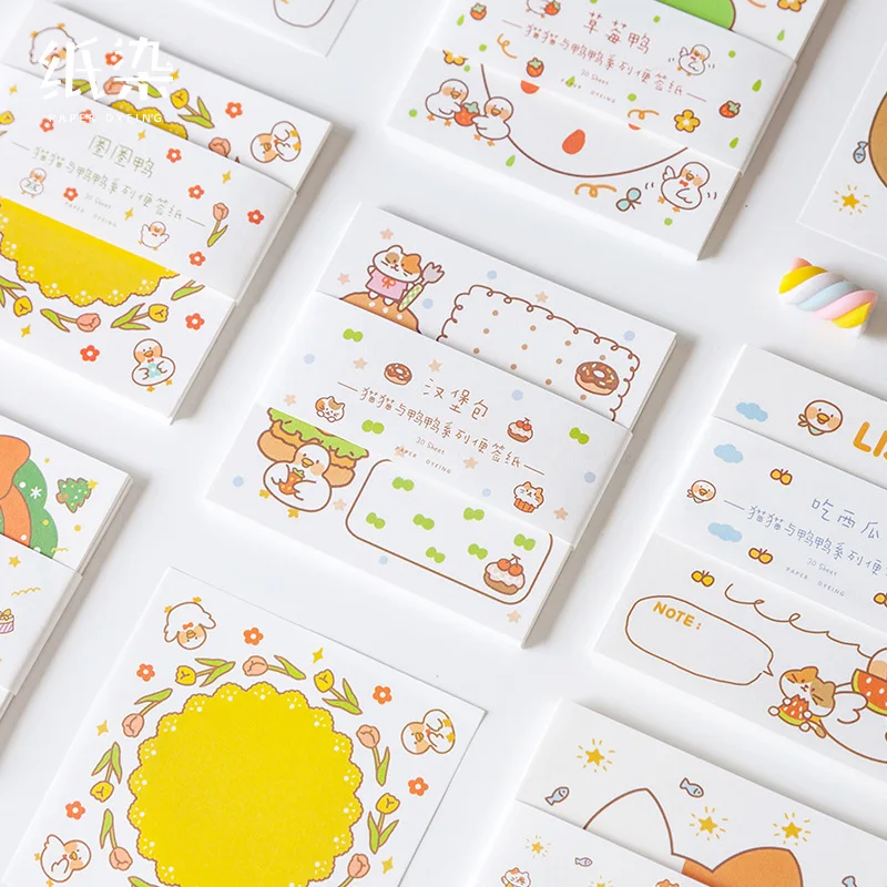 30 листов/упаковка бумажные блокноты для заметок в виде кошки и утки|Блокноты| |