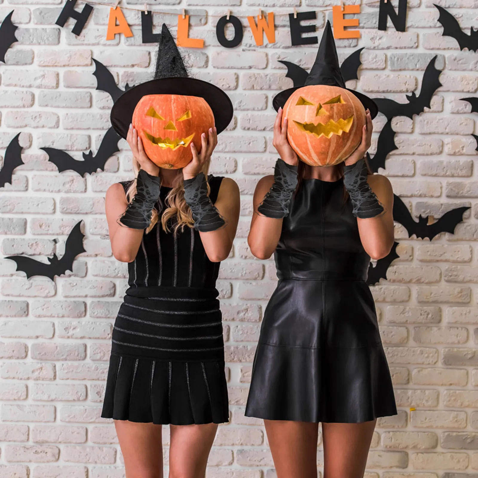 1 пара сексуальных готических черных длинных перчаток без пальцев забавные