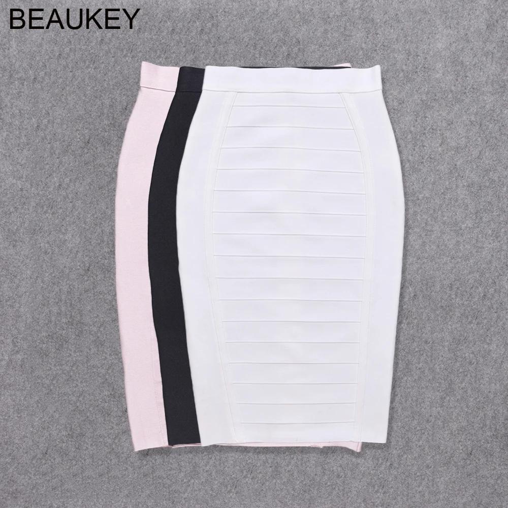 Женская юбка карандаш с высокой талией BEAUKEY белая и черная Элегантная