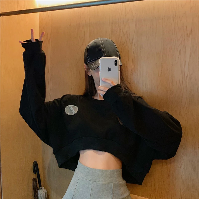 Легкие свободные кофты свитшоты с круглым вырезом и длинными рукавами на весну