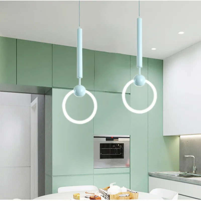 Nordic Art LED Loop Creative Concise Dining Room Pendant Light Cafe Restaurant Hanging Lights Lovely Led Lamp For Kid's | Лампы и