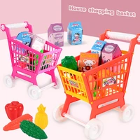 21pcs shopping trolley cart supermarket trolley push car toys basket mini simulation fruit food pretend play toy for children