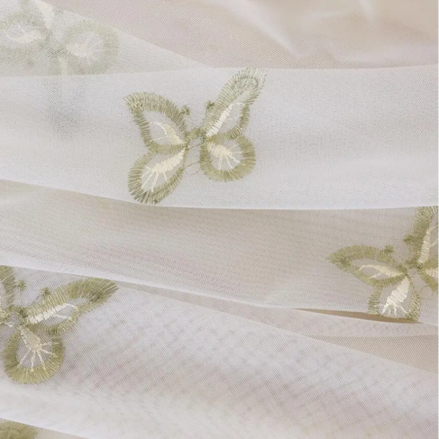 Занавеска с бабочками для гостиной занавеска вышивкой кружевная прозрачная