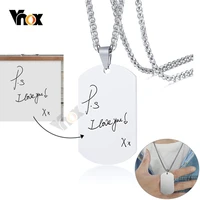 vnox men personalize handwriting dog tag necklaces minimalist stainless steel pendant custom army id bff gifts jewelry