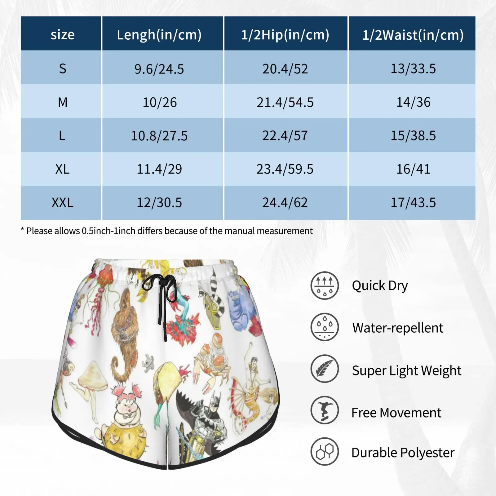 

Patchwork Of Sirens Swim Shorts Women Beach Shorts Best Of Mermaid Better Aquatic Cartoon Watercolor Pele Mele Tacos