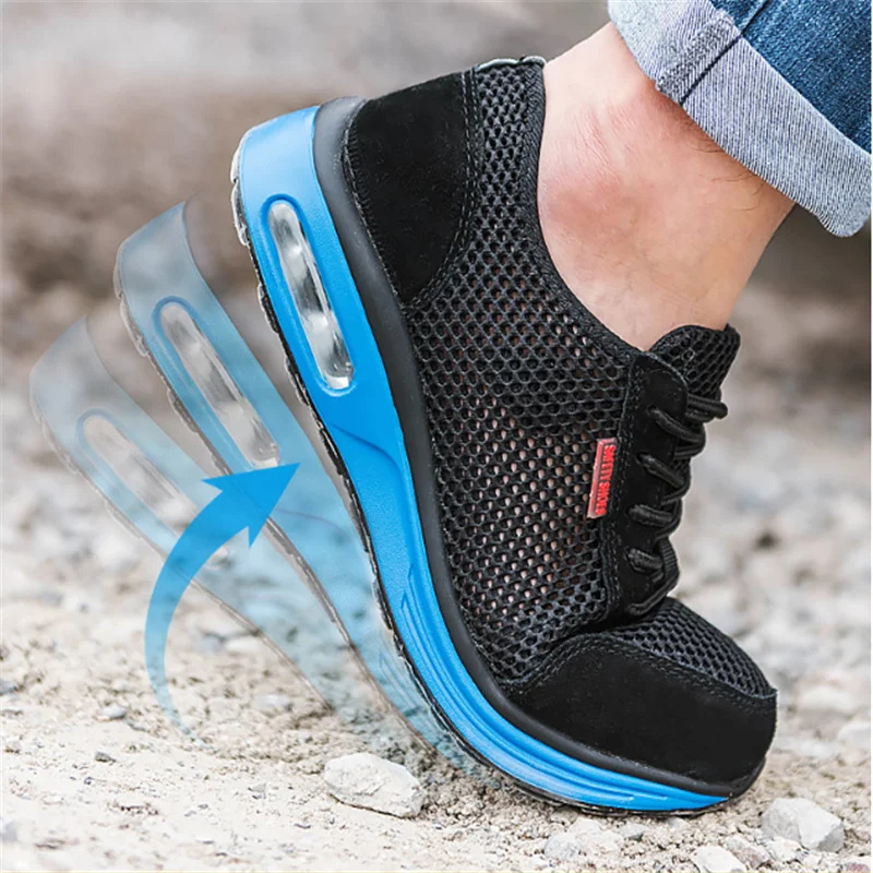 

2021 Summer Men's Mesh Shoes With Air Cushion Safety Shoes Anti-Smashing And Anti-Piercing Indestructible Work Shoes