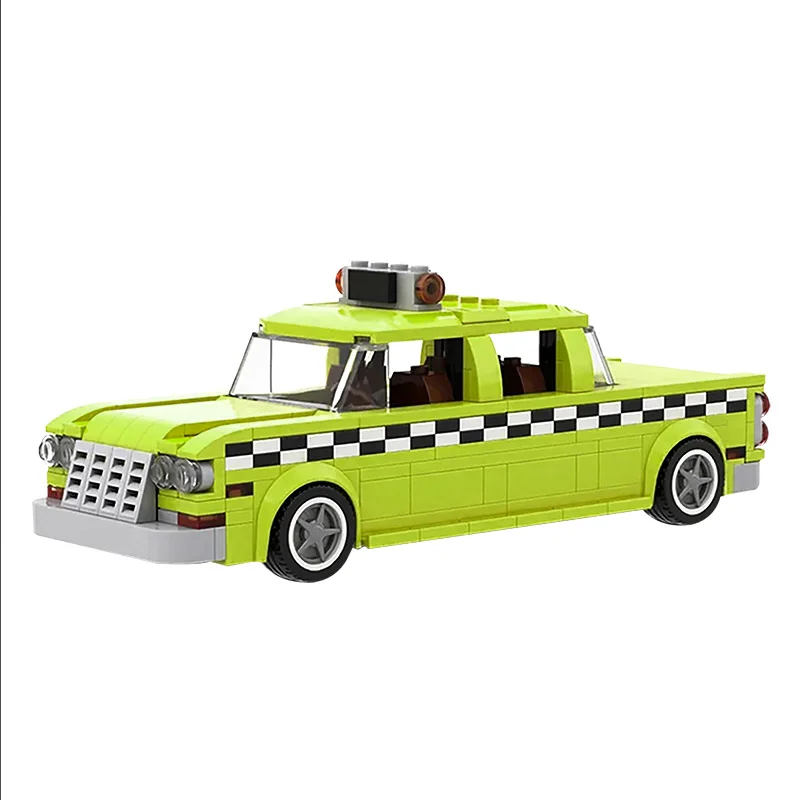 

MOC High-tech Car Building Blocks City Taxi Driver Car 1975 Checker Taxi Cab Movie Collection Vehicle Model Bricks Toys for Kids