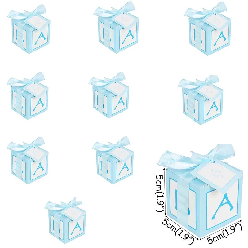 10pcs blue box WEIGAO/белая детская коробка с буквенным принтом, прозрачная коробка для хранения воздушных шаров, свадебные украшения, вечерние принадлежности для девочек - Цвет: 10pcs blue box
