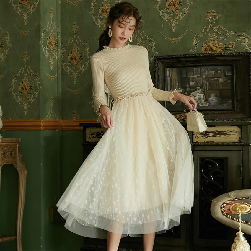 Женское трикотажное Сетчатое платье Элегантное Длинное бальное составного кроя