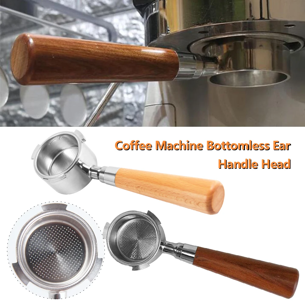 

51mm Stainless Steel Espresso Coffee Machine Handle Solid Wood Bottomless Filter Handle Portable Filter Coffee Tools