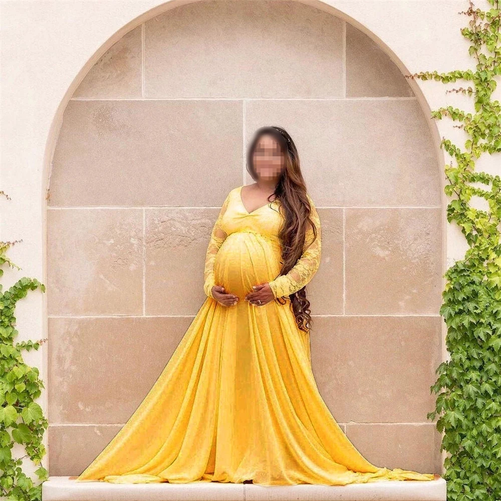 

2021 Long Lace Maternity Photography Props Dresses Sexy Fancy Pregnancy Dress Photo Shoot Clothes For Pregnant Women Maxi Gown