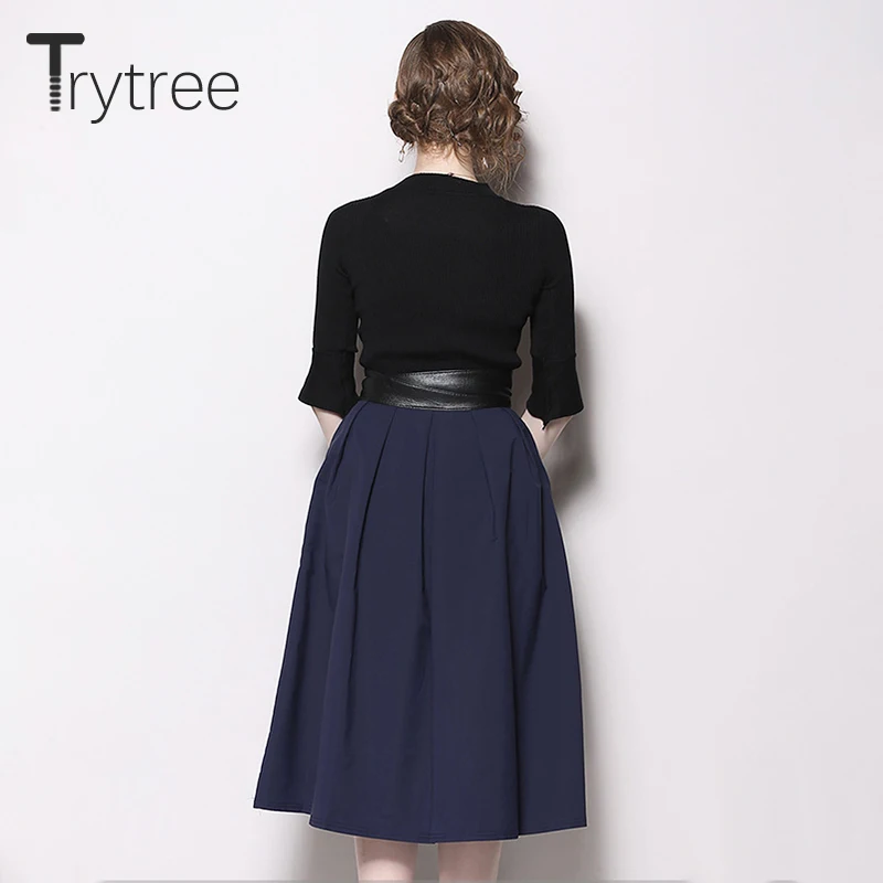 Trytree/2019 Осенний женский костюм из двух предметов повседневный стиль расклешенный