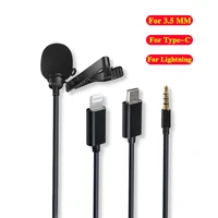mini microphone for iphone lightning type c 3 5mm microfone for samsung huawei xiaomi lavalier clip on recording microfono