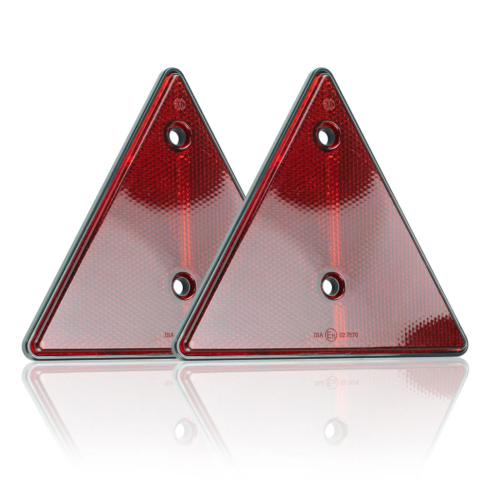 

2X Triangle Reflector Red Reflective Triangular Safety Warning Reflectors for Trailer RV Camper Caravan Truck Tractor Boat Lorry