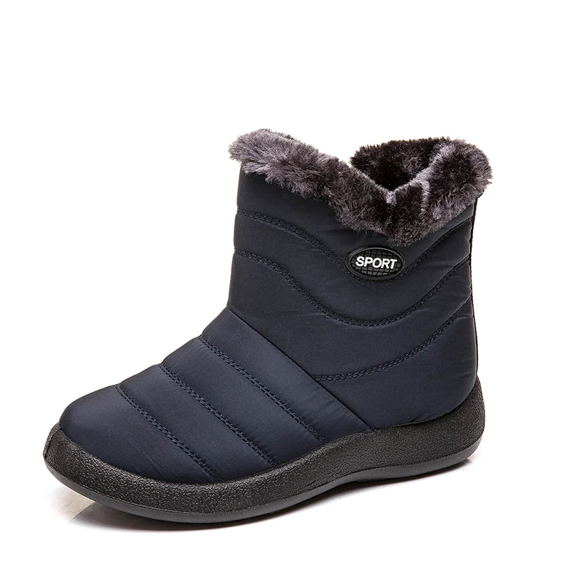 BLUE 3 Большие размеры 35-43, г. Новые зимние женские ботинки зимние ботинки женские повседневные водонепроницаемые хлопковые ботинки с боковой молнией и толстым плюшем - Цвет: BLUE 3
