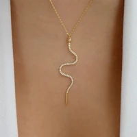 ywzixln trend elegant jewelry long crystal snake pendant necklace gold color unquie women gift fashion necklace wholesale n0299