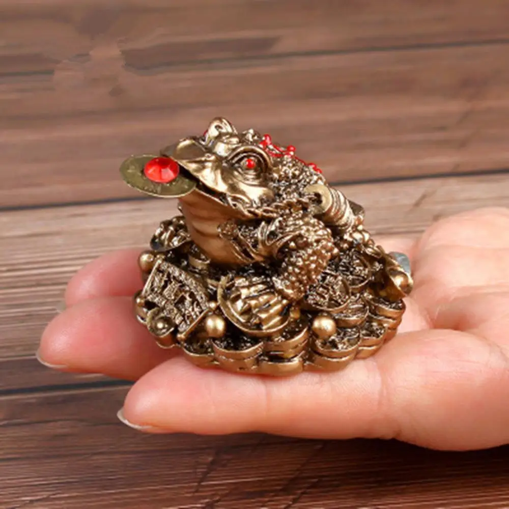 Chinese Fengshui Ornament  Lucky 3-Leg Frog Wealth Toad Animal Figurine Statue for Home House Office Desk Table Decoration