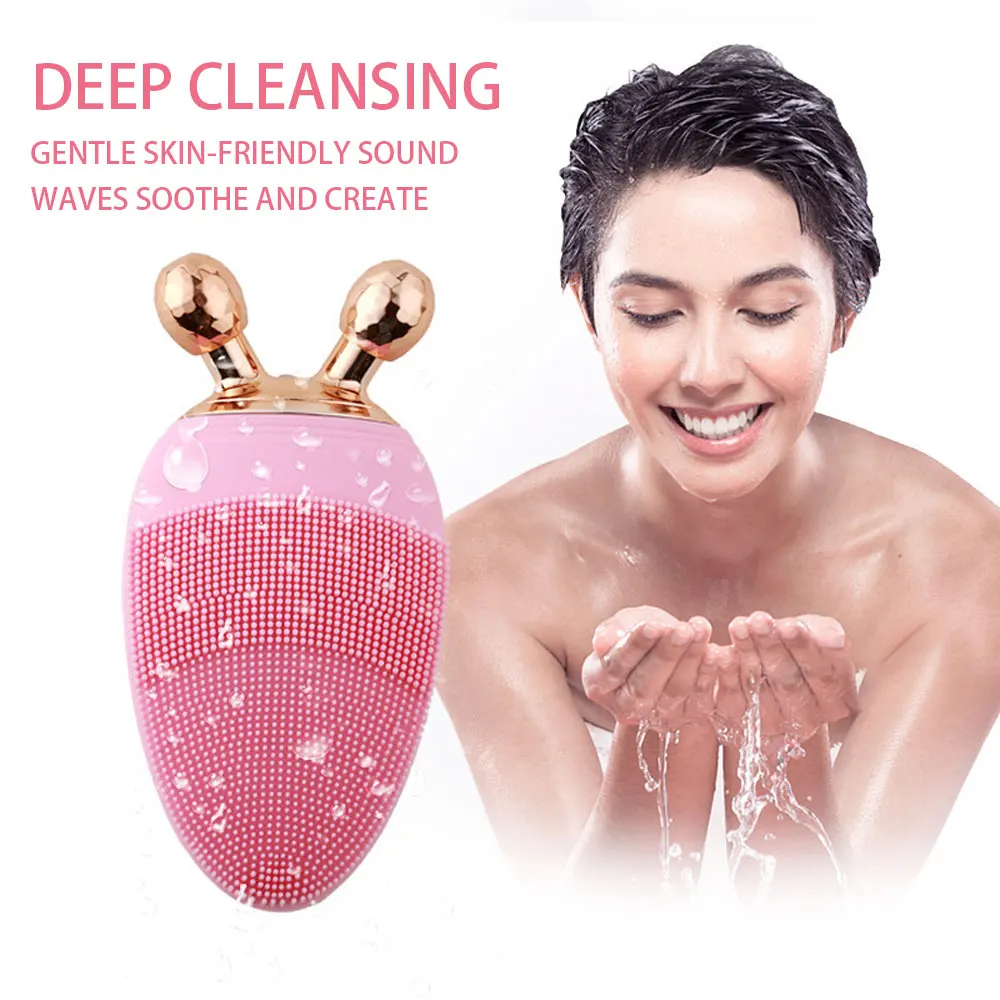 

Electric Facial Cleansing Brush Silicone Sonic Face Deep Cleaner Skin Massager Brush Waterproof with 6 type Vibration frequency