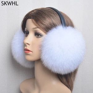 New Luxury Women Winter Warm Real Fox Fur Earmuffs Fashion Lady 100% Natural Fox Fur Ear Muffs Therm in USA (United States)