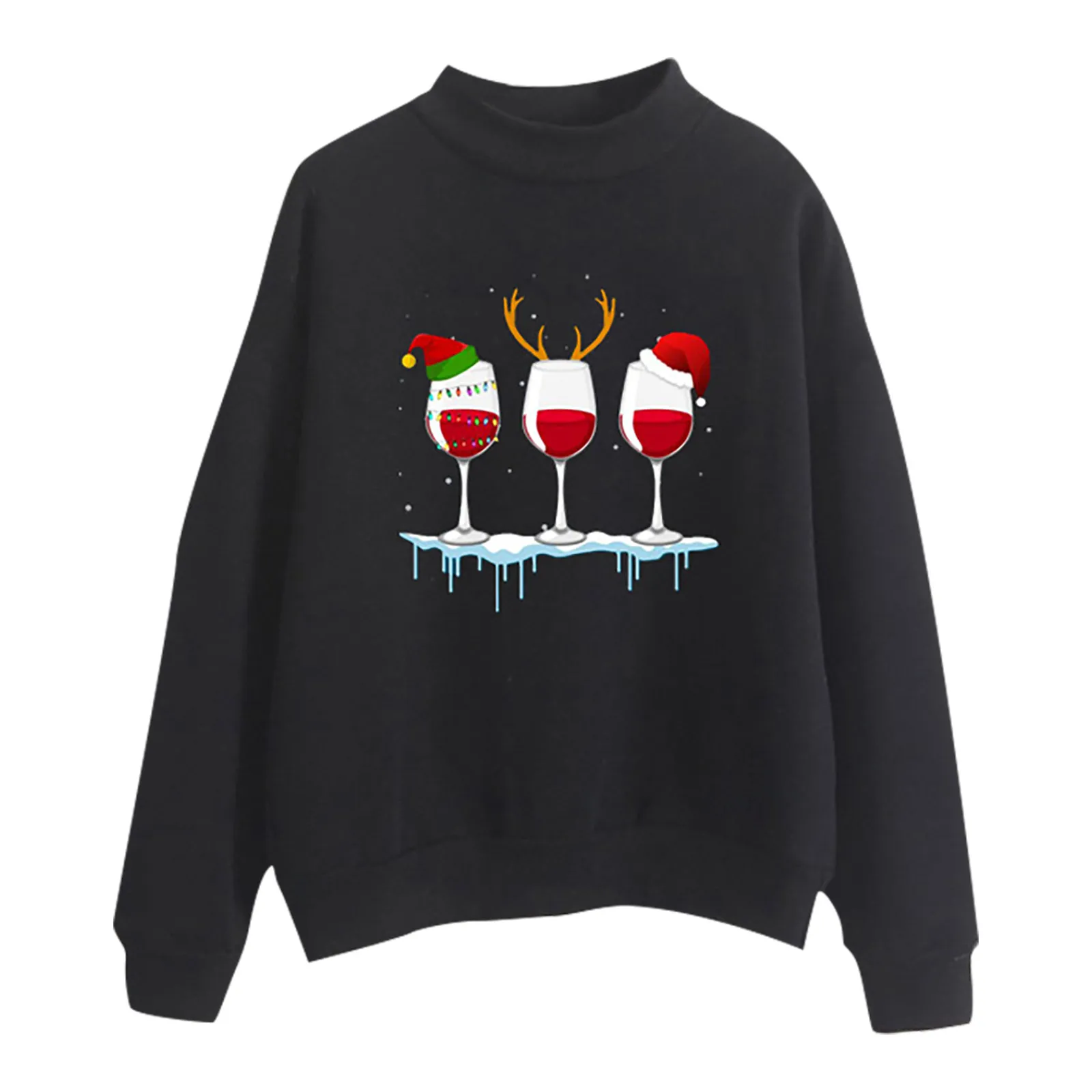 

Fashion Womens Casual Christmas Loose O-neck Printed Long Sleeve Tops T-shir Fashion Retro Loose Atmosphere Simple Temperament