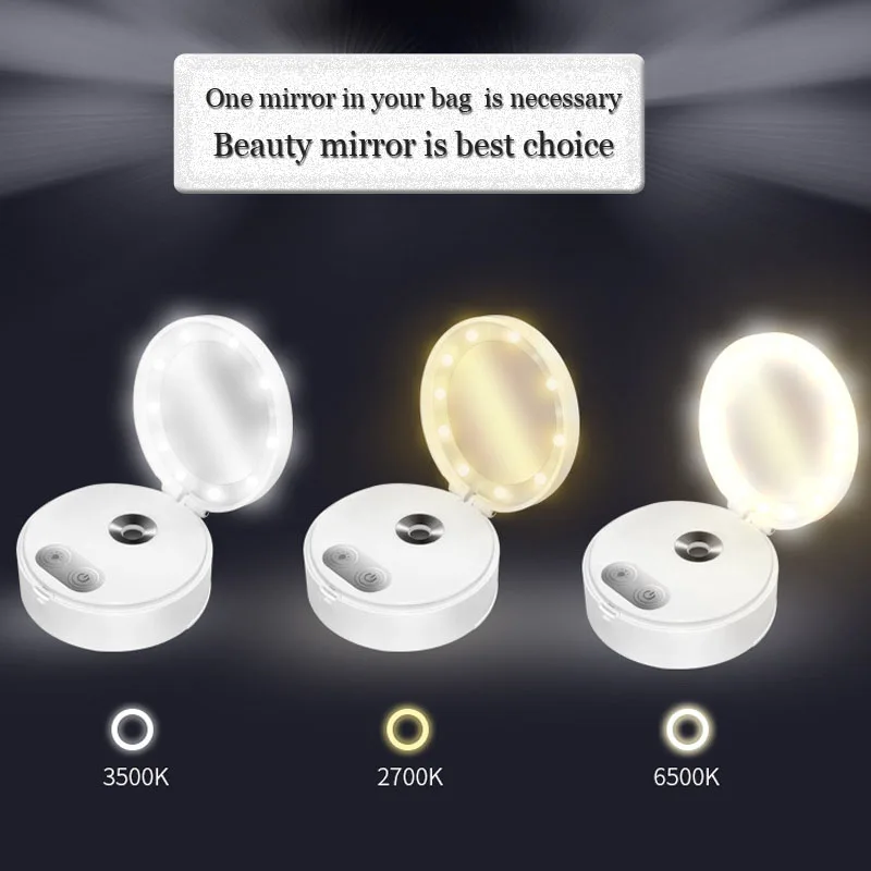Карманное зеркало для макияжа со светодиодной подсветкой | Красота и здоровье