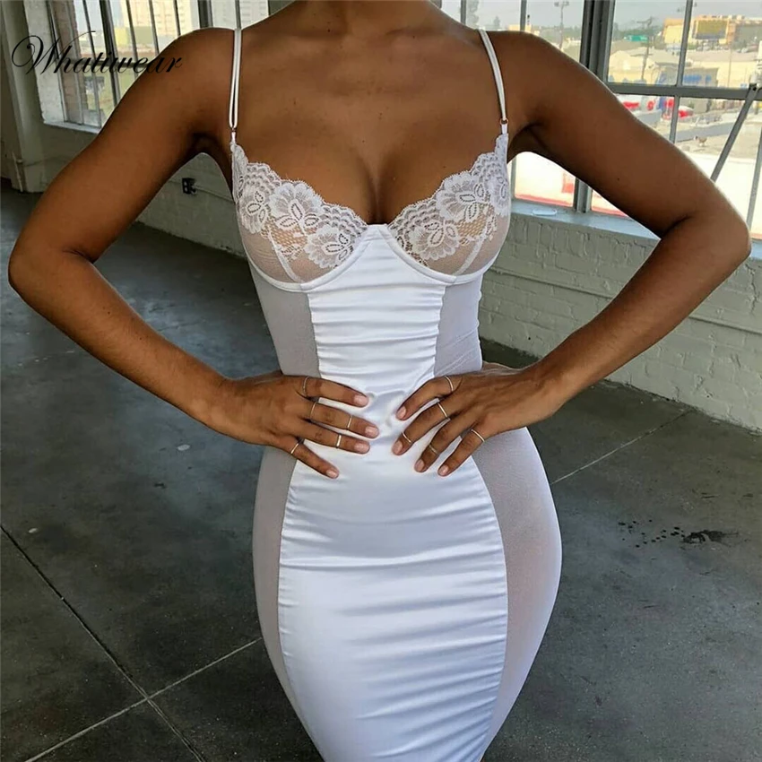 Whatiwear летнее кружевное мини-платье с открытыми плечами вечерние уличные женские вечерние обтягивающие платья без рукавов Vestidos de festa