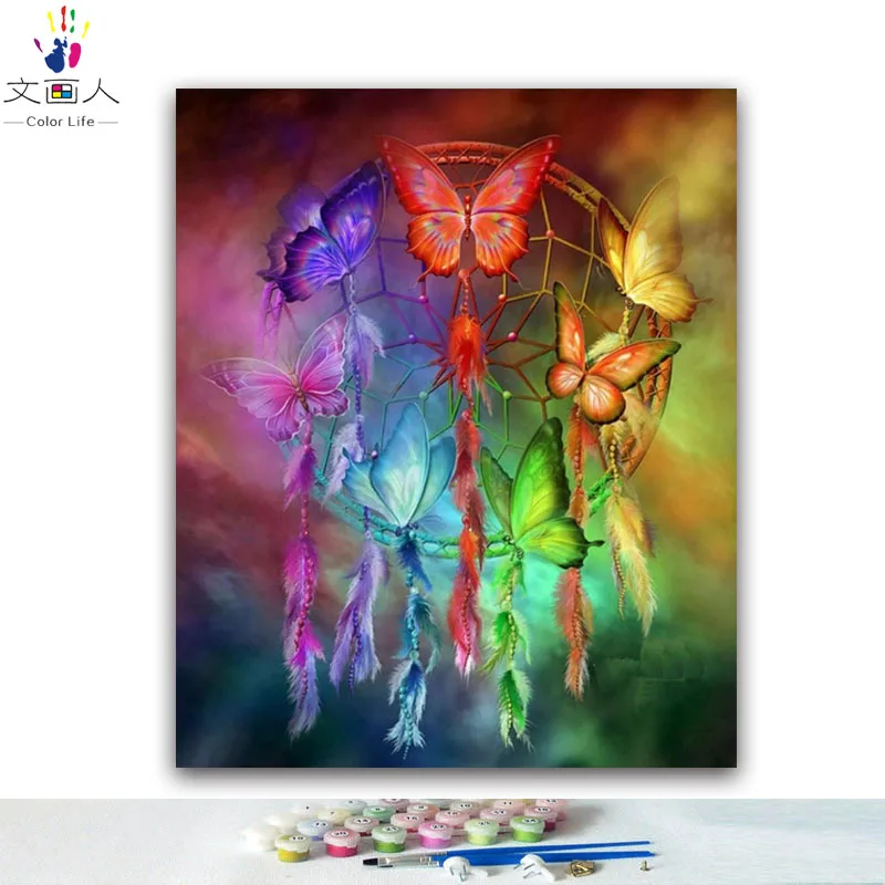DIY картинки для раскраски по номерам с красочными бабочками и бантиками Магазин