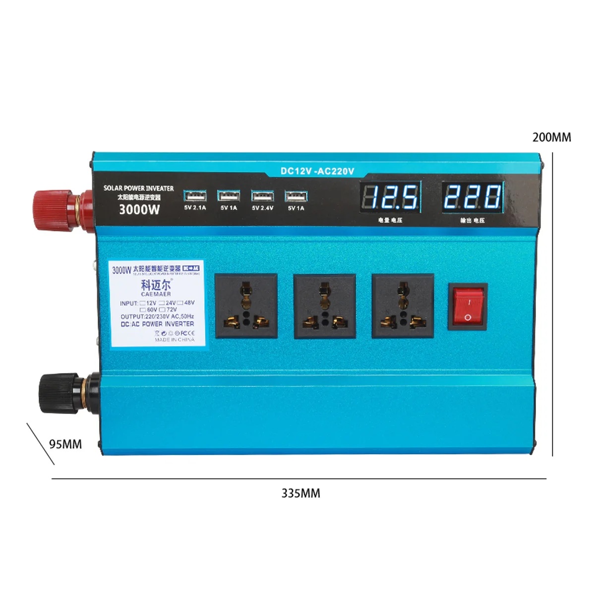 Двойной цифровой дисплей 10000 Вт автомобильный инвертор DC 12V/24V/48V к AC 220V солнечный