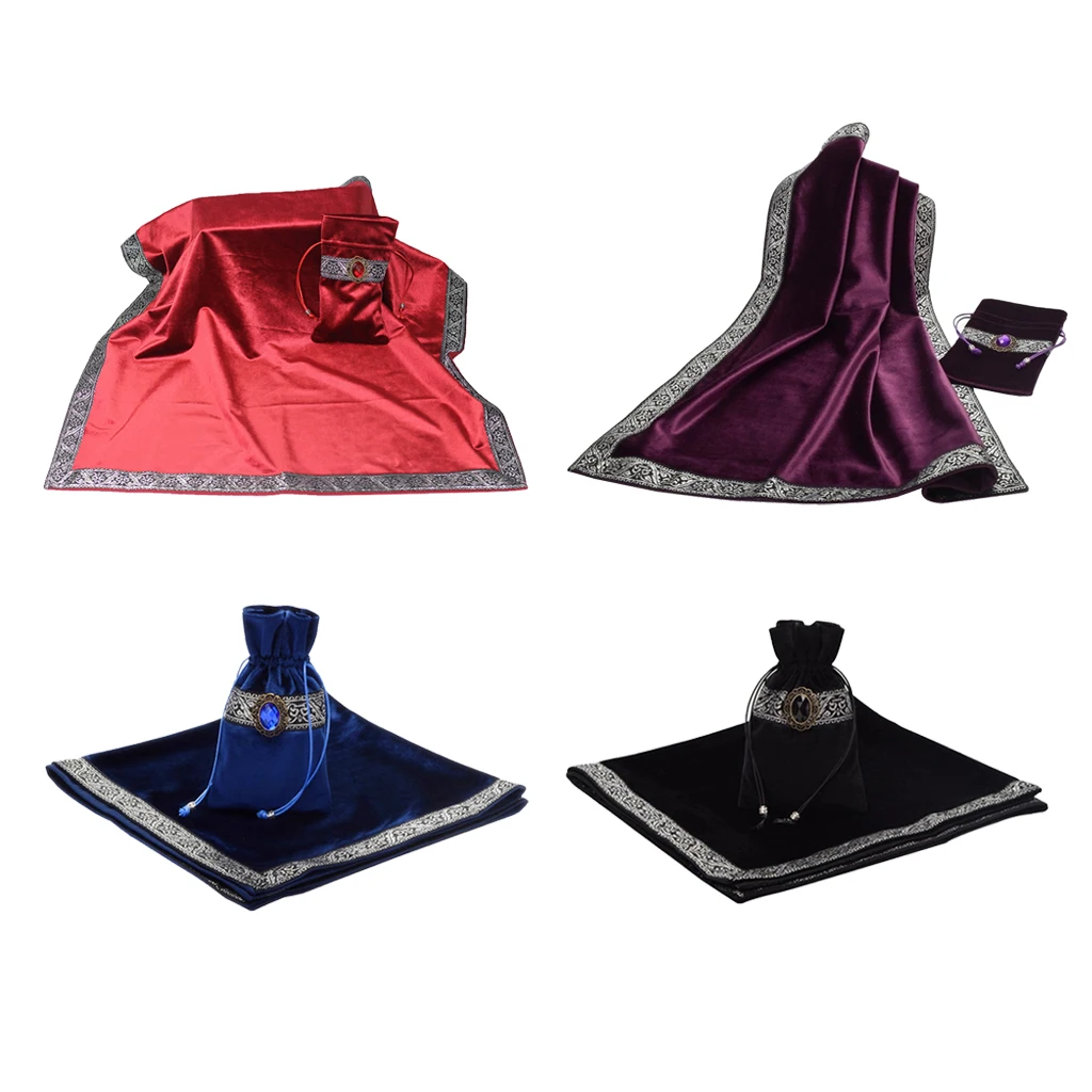 

Velvet Tarot Tablecloth Tapestry Wicca Access Party with Pouch Room Ornament