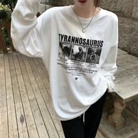 houzhou white womens tshirt letter print harajuku casual oversized unisex long sleeve hip hop streetwear tees grunge gray tops