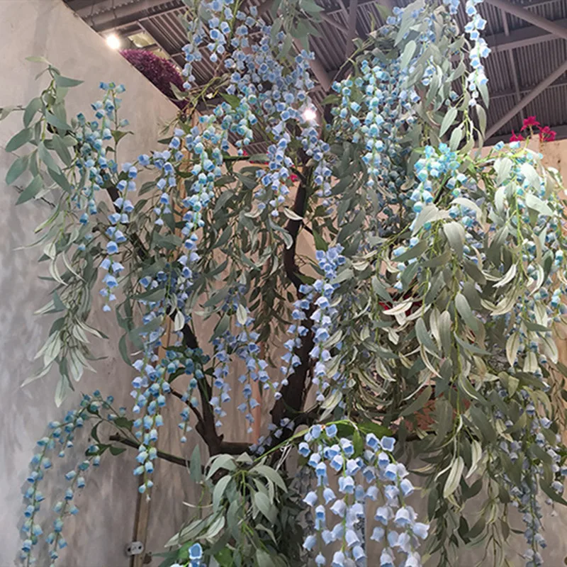 New Artificial Flower Bell Lily Decor Fake Flowers Campanula with Leaf Wedding Soft Decoration Home Silk | Дом и сад