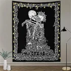 Гобелен LUCKYYJ с принтом черепа в индийском стиле, гобелен с изображением влюбленных поцелуев, черный гобелен с Таро, украшение для комнаты гобелен с изображением скелета