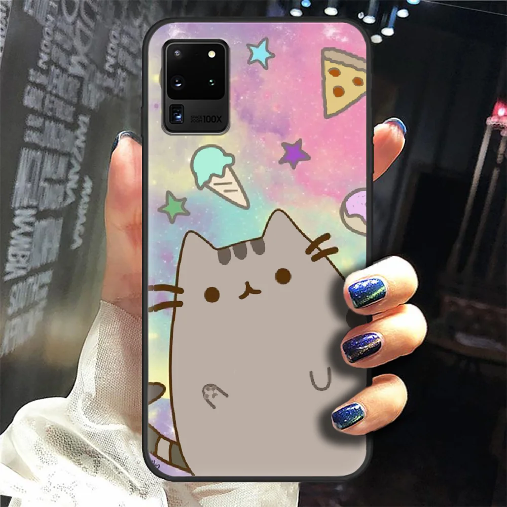 

Pusheen Cat Cartoon Phone Case Cover Hull For Samsung Galaxy S 6 7 8 9 10 e 20 Edge Uitra Note 8 9 10 Plus black Cover Silicone