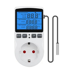 multi function thermostat digital temperature controller socket outlet 110v 230v with timer switch sensor probe heating cooling free global shipping