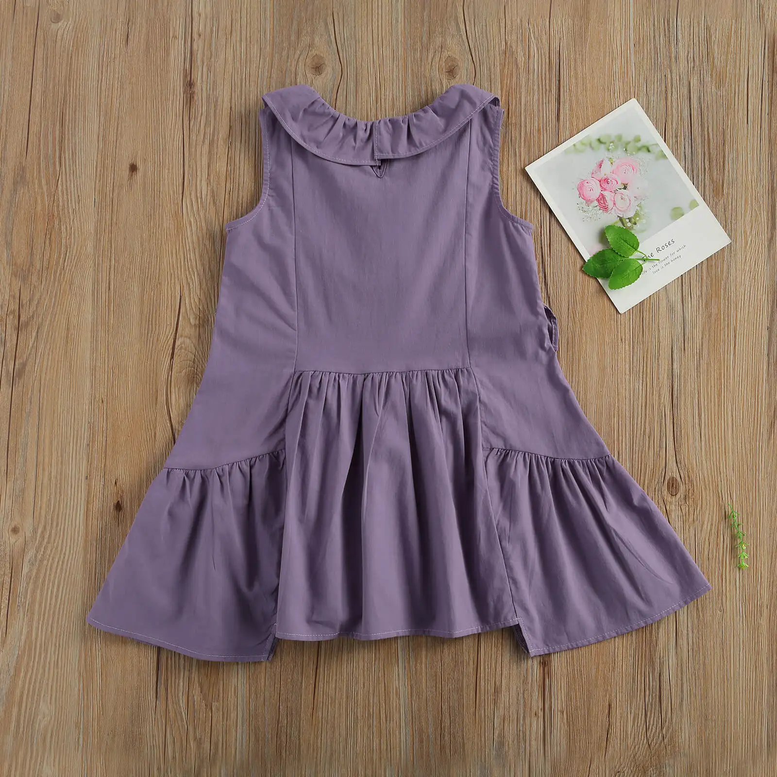 

2021 Fashion Baby Child Girl Dress High-Waist Midi Sleeveless Round Collar Back Zipper Princess Pleated Fall Dress Kid
