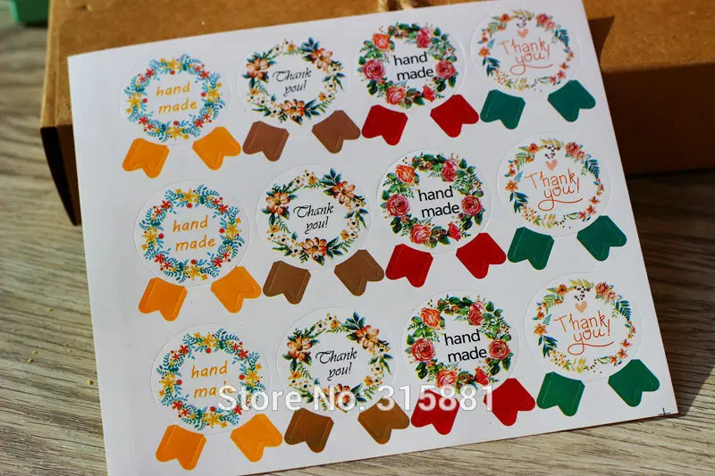 Наклейки ручной работы в виде венка наклейки с надписью thank you бумажные подарок