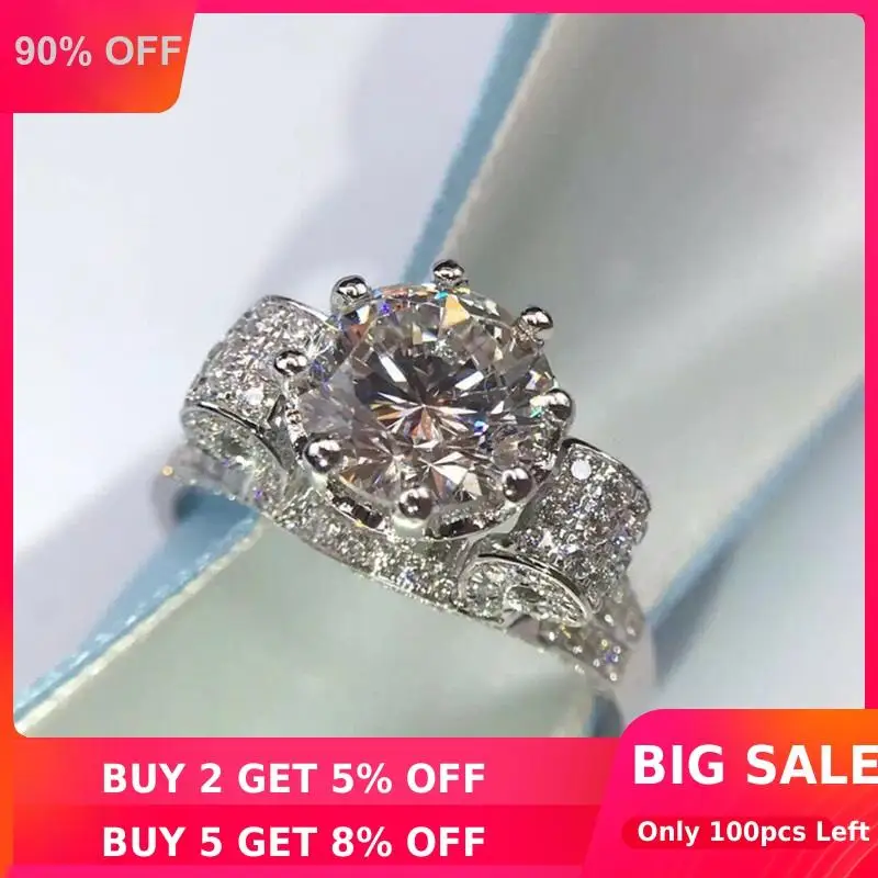 Кольцо женское из серебра 925 пробы с бриллиантами 3 карата | Украшения и