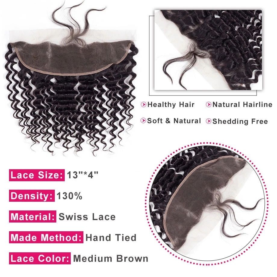 Sedittyhair Deep wave Brazilian hair bundles human hair Extension 3 bundles with frontal 13x4 deep wave bundles with frontal