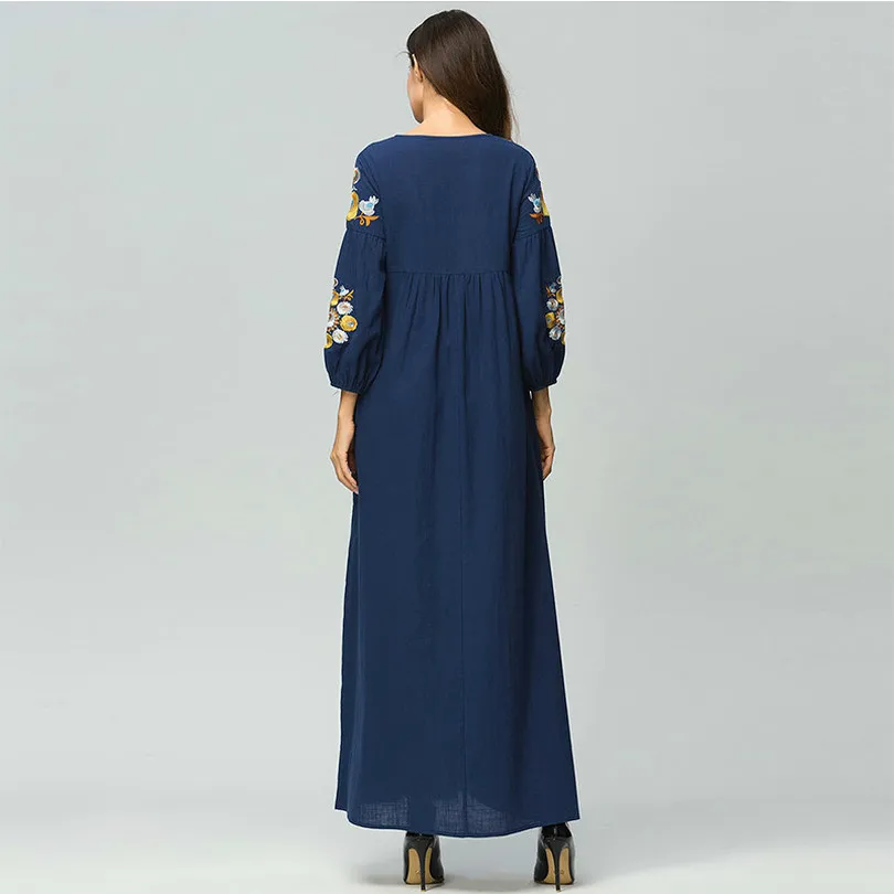 Длинное платье макси для женщин элегантное винтажное с цветочной вышивкой и