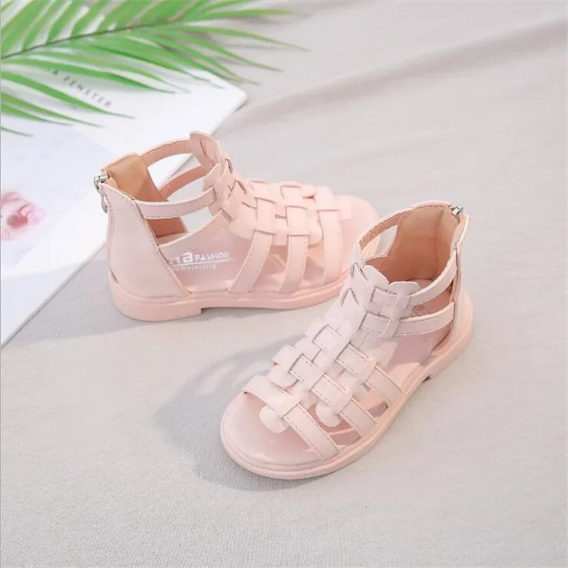 

2020 children's summer shoes new fashion princess beach children's shoes girls leather sandals high-top fashion student sandals