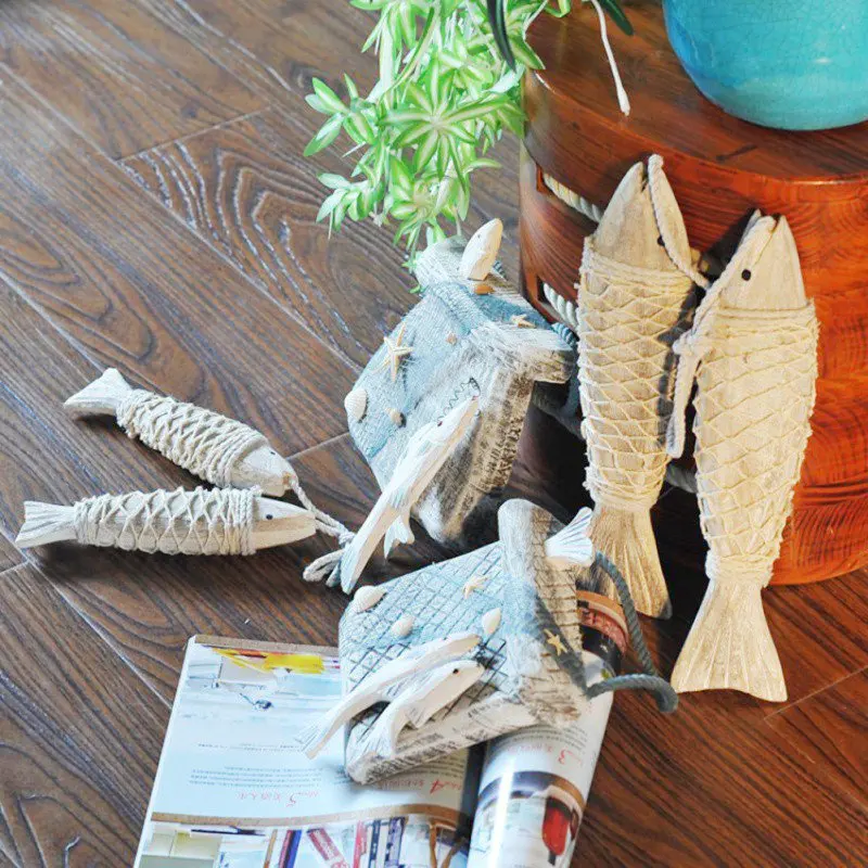 

Home Decoration Accessories Fish Skewers Wood Carving Mediterranean Fish Household Retro Hanging Decorations Dropshipping New29