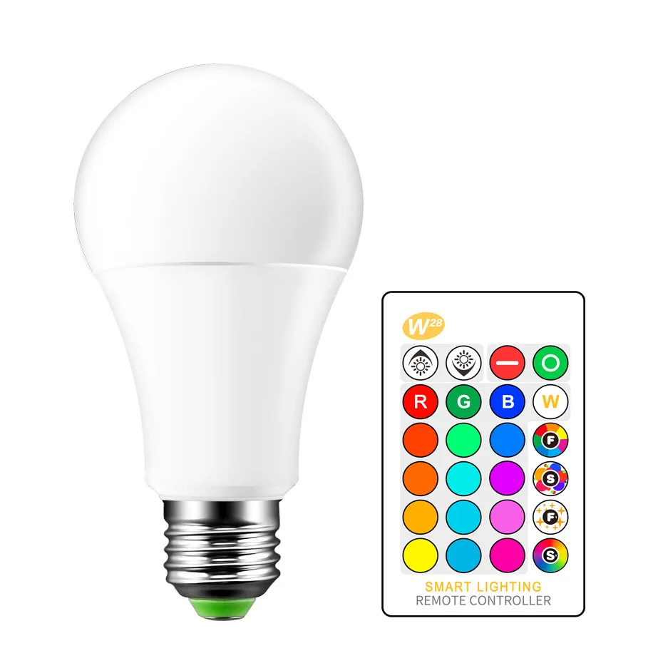 

110V 220V E27 Changeable Colorful Magic Lampe Led Bulb RGBW RGBWW 5w 10w 15W 16 Modes Colorful Memory Mode + IR Remote Control