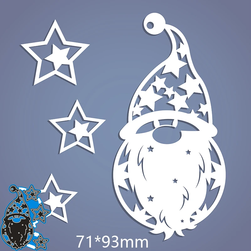 

New Metal Cutting Dies Santa Avatar And Stars Stencils For DIY Scrapbooking Paper Cards Craft Making Decoration 71*93mm