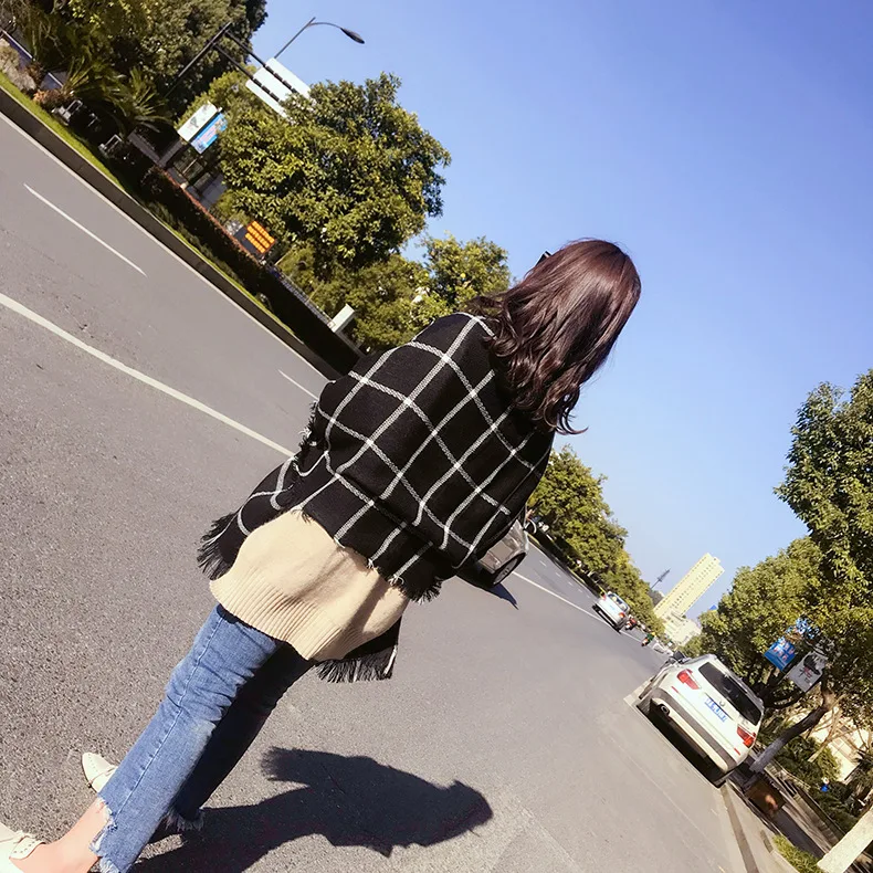 Черно-белый клетчатый шарф красная решетка имитирует кашемировый кондиционер