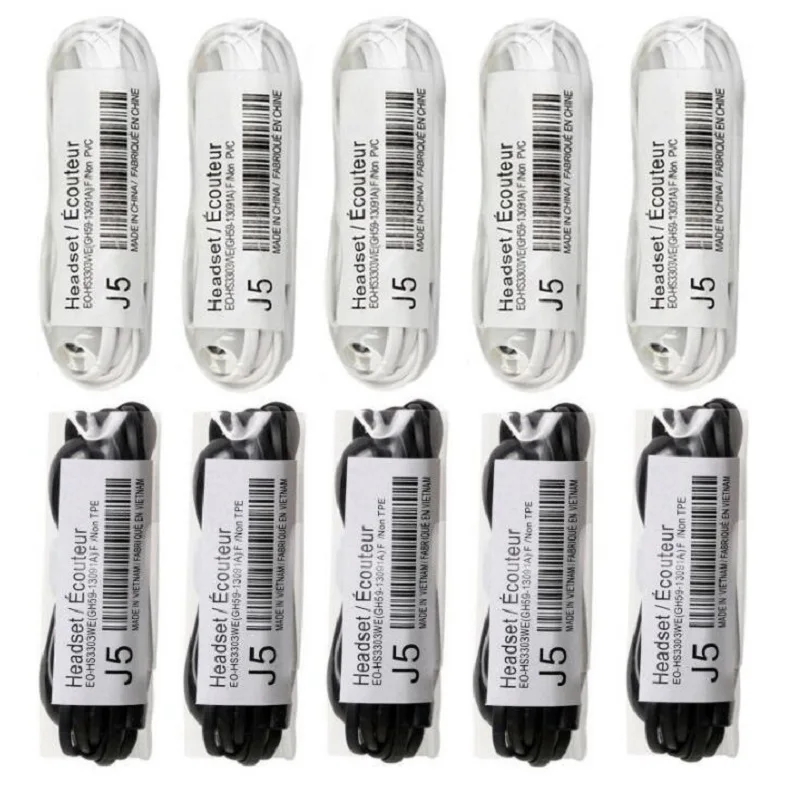 

50 шт./лот AAAA J5 гарнитура наушники-вкладыши наушники гарнитура с микрофоном для телефонов Samsung HTC Xiaomi