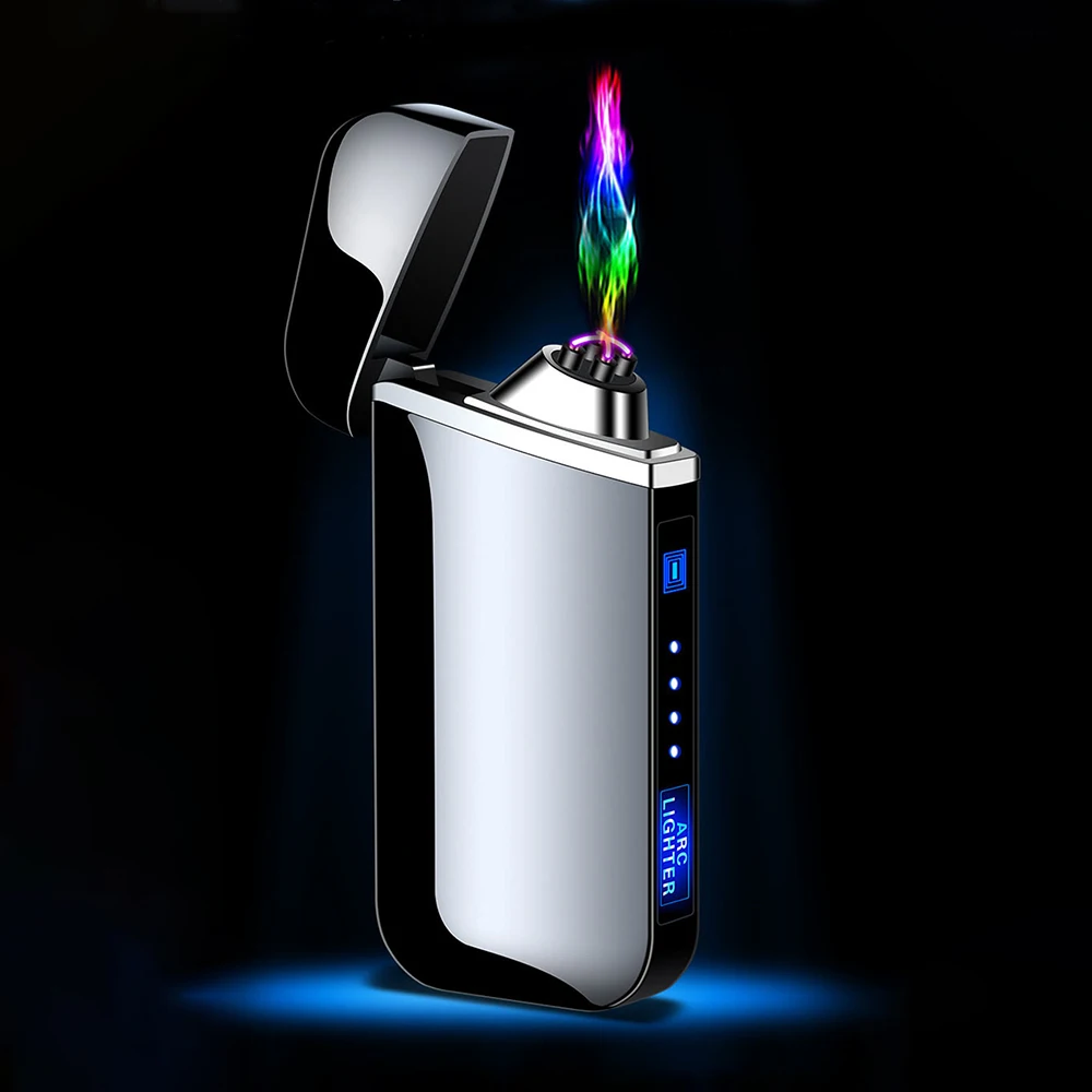 

Электрическая зажигалка с подключением к USB отпечатков пальцев Сенсорный огонь для плазменной резки двухрядная дуговая зажигалка ветрозащ...