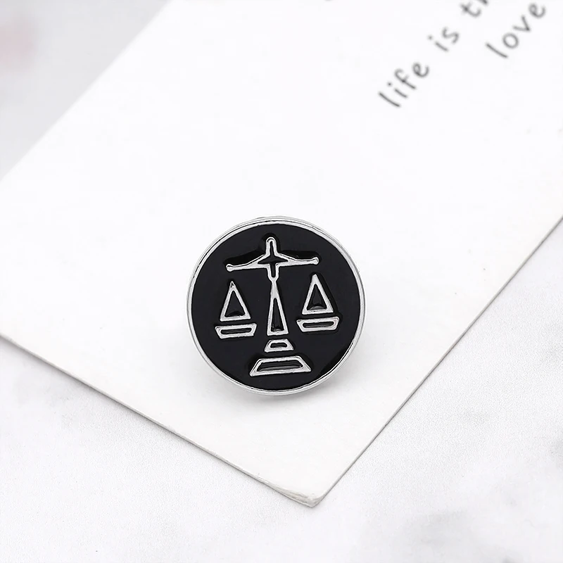 Брошь весы для мужчин круглые значки брошь на костюм украшение воротник