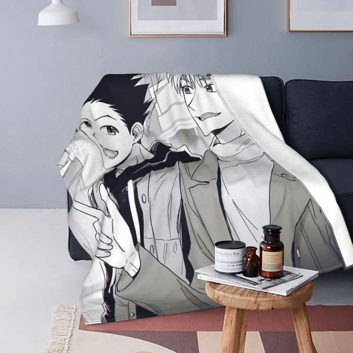 

Hunter X Hunter Comic Blanket Flannel Summer Manga Japan Multifunction Lightweight Thin Throw Blankets for Sofa Car Quilt